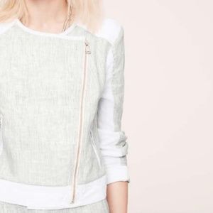 Lou & Grey linen asymmetrical moto jacket